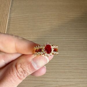 Elegant Gold and Red Gemstone Ring